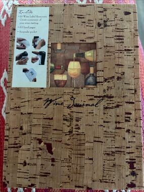 Cost Plus World Market Cork-Style Wine Journal with Red Accents